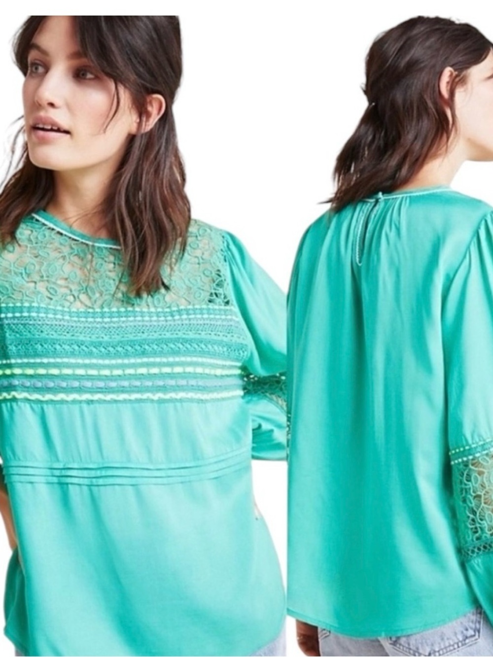 bl^nk by Anthropology London Sunshine Embroidered Peasant/Boho Blouse size L